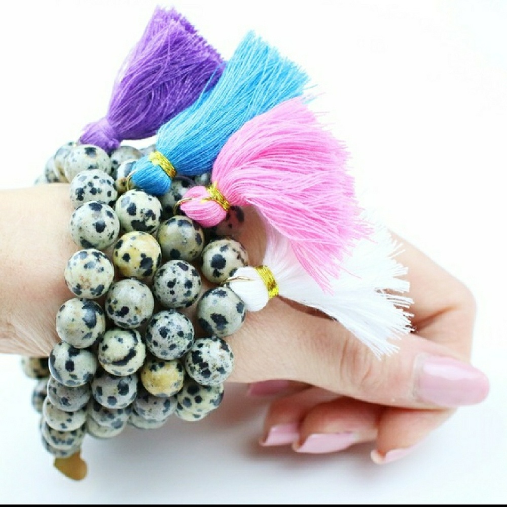 😎🖤🦇 Dalmatian Tassel Bracelet  🦇🖤😎 Pink